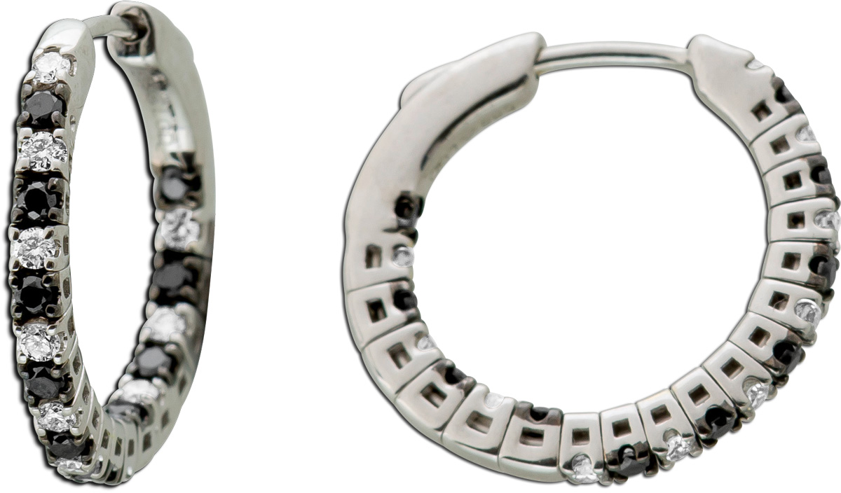 Lab Grown Creolen 0.50ct Weißgold 585 14K weiße schwarze Diamanten