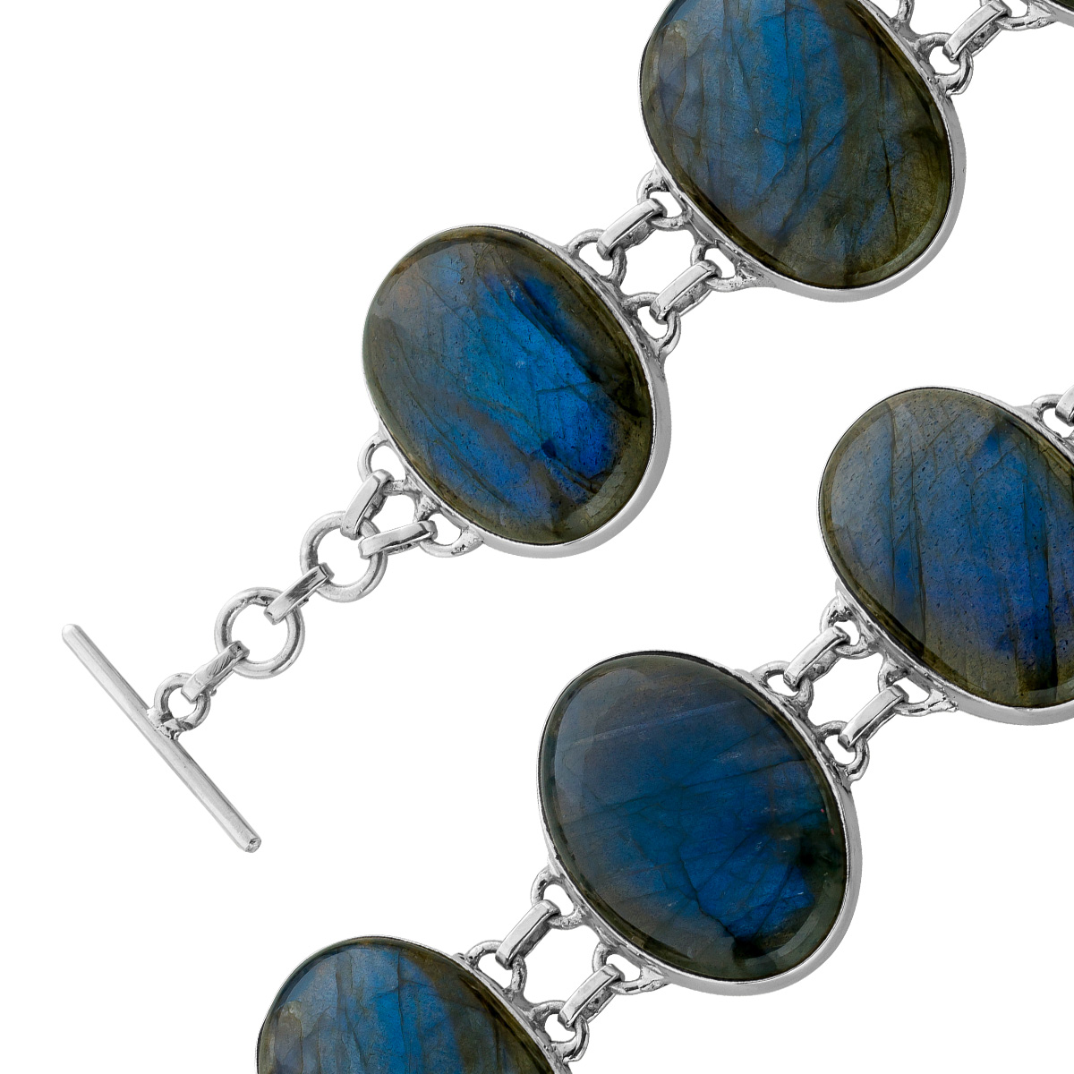 Labradorit Armband Silber 925 blaue Edelsteine 75ct 20